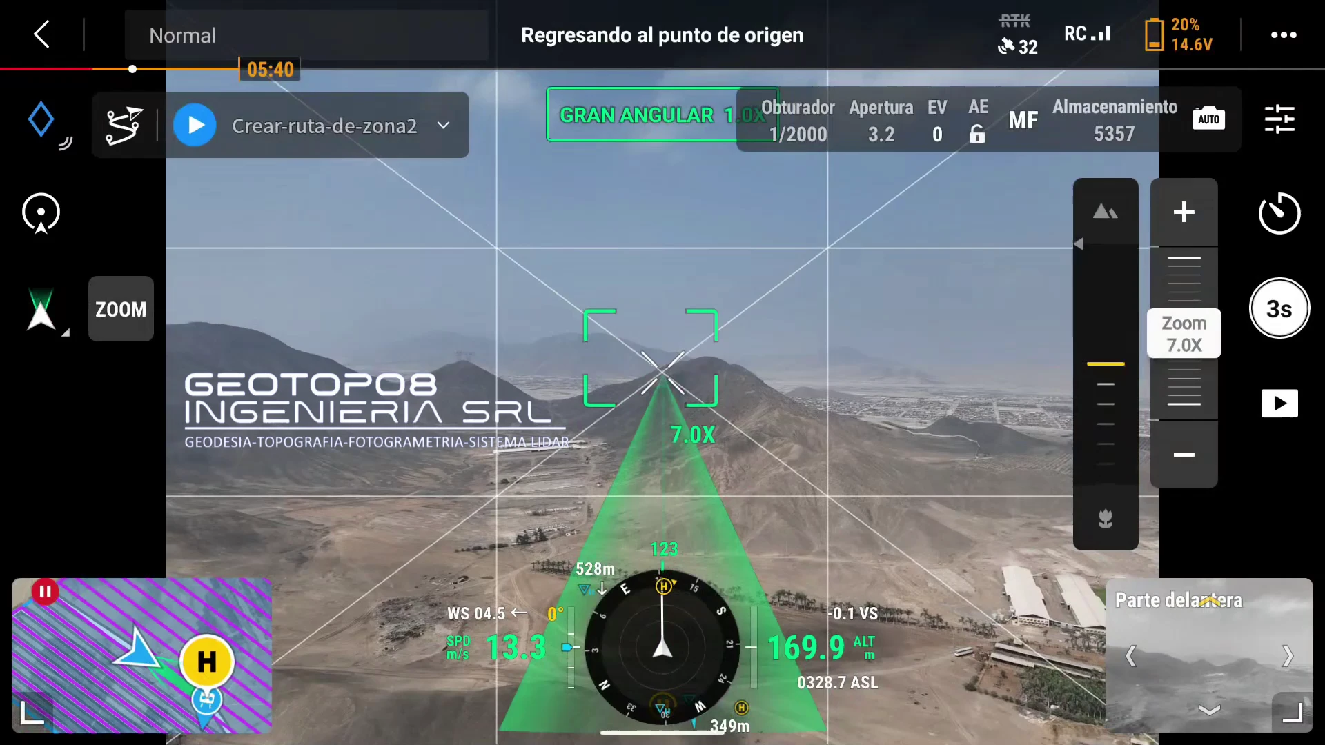 Retorno y Aterrizaje RTK de Dron Fotogramétrico